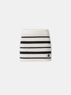 Amiri WOMEN - WOMEN'S MA STRIPED MINI SKIRT - Black Alabaster(Women Womens Ma Striped Mini Skirt Black Alabaster)