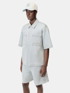 AMIRI 3D SHORT SLEEVE SNAP SHIRT - Light Indigo(Amiri 3d Short Sleeve Snap Shirt Light Indigo) -Amiri 1cedb069 162b 4083 899a f5cb92305541