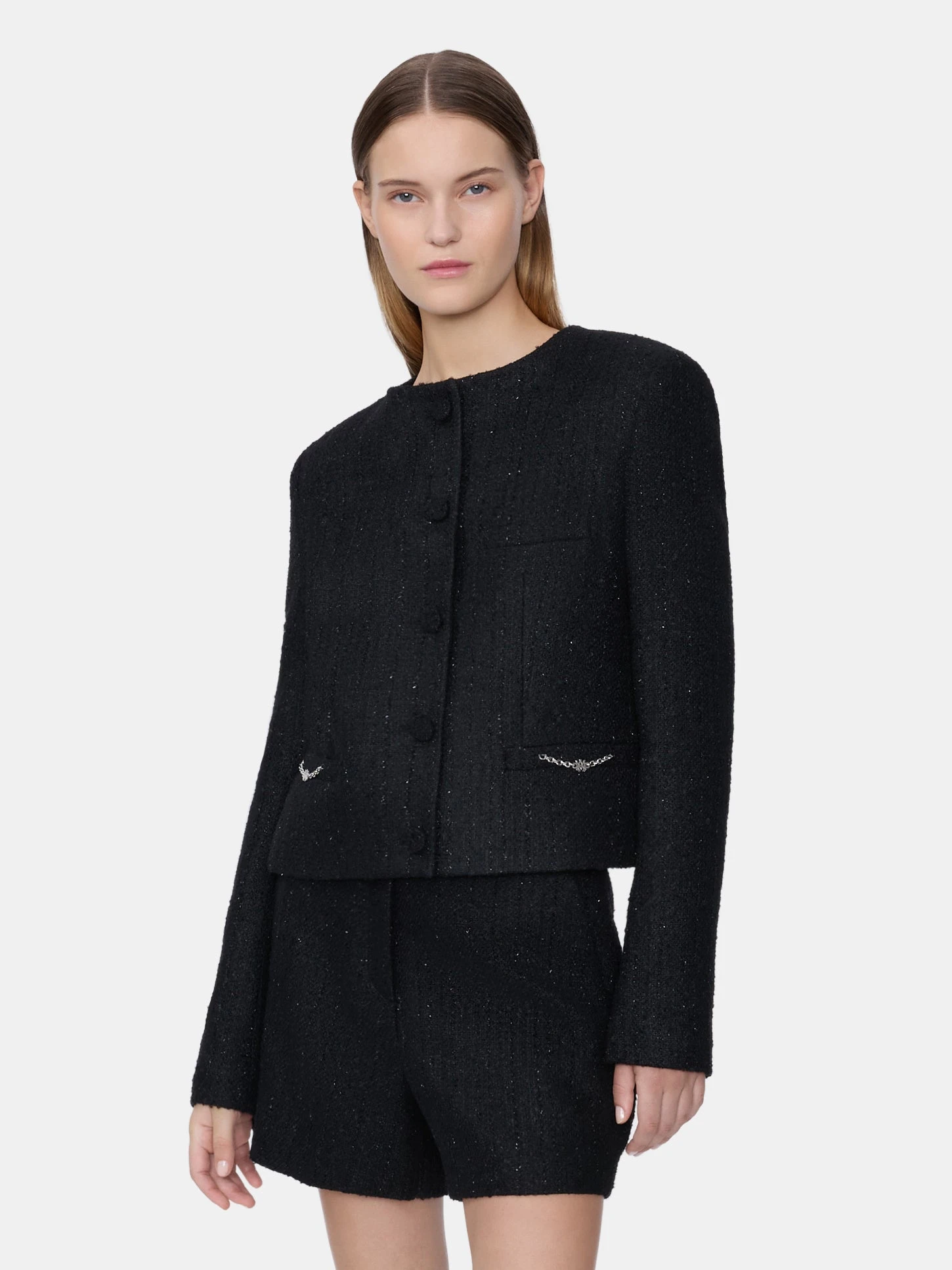 Amiri WOMEN - WOMEN'S SHIMMER BOUCLE JACKET - BLACK(Women Womens Shimmer Boucle Jacket Black) 5 Amiri WOMEN - WOMEN'S SHIMMER BOUCLE JACKET - BLACK(Women Womens Shimmer Boucle Jacket Black) - Image 3