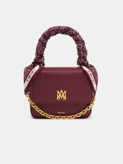 Amiri WOMEN - WOMEN'S MICRO MA BAG WITH CHAIN HANDLE - Burgundy(Women Womens Micro Ma Bag With Chain Handle Burgundy)