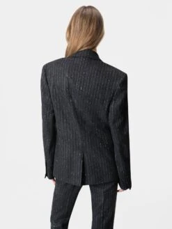 Amiri WOMEN - WOMEN'S SEQUIN PINSTRIPE BLAZER - Dark Grey(Women Womens Sequin Pinstripe Blazer Dark Grey) -Amiri 4091b231 0781 49c3 8bef 34cb59e3d930