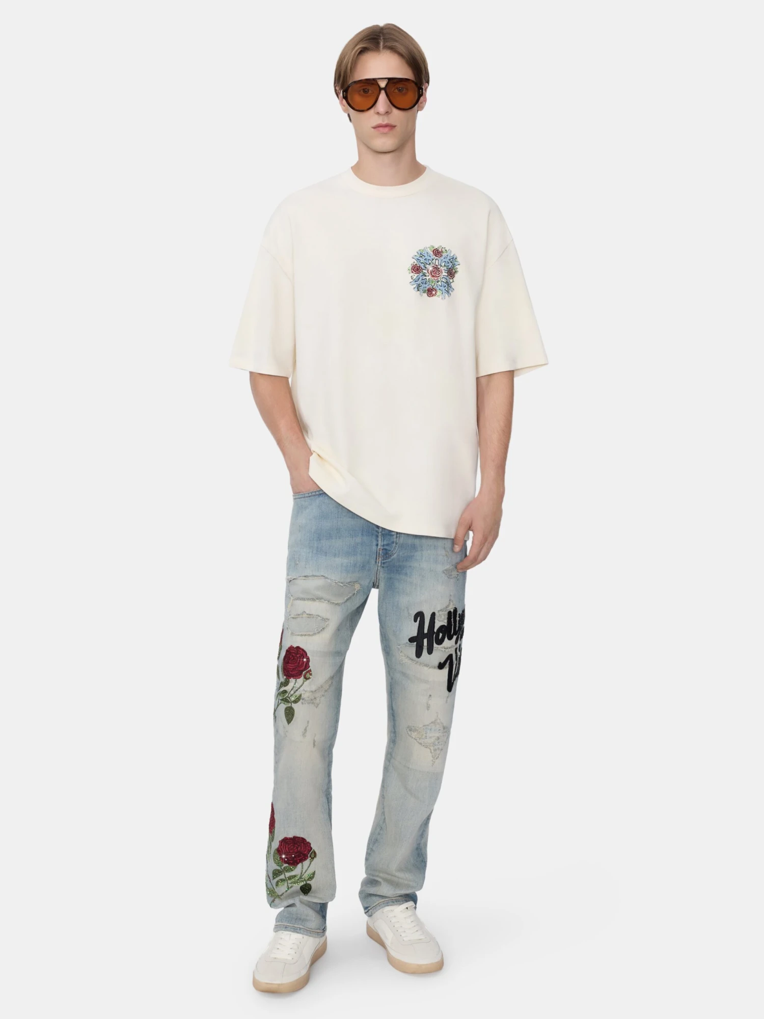 Amiri CRYSTAL OUT FOR TROUBLE OVERSIZED TEE - IVORY(Crystal Out For Trouble Oversized Tee Ivory) 4 Amiri CRYSTAL OUT FOR TROUBLE OVERSIZED TEE - IVORY(Crystal Out For Trouble Oversized Tee Ivory) - Image 2
