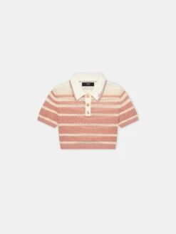 Amiri WOMEN - WOMEN'S STRIPE CROPPED POLO - Dusk Pink(Women Womens Stripe Cropped Polo Dusk Pink)