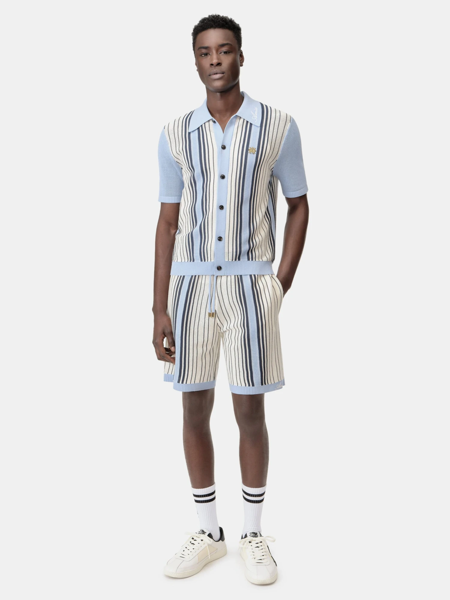 AMIRI SCRIPT STRIPE SHIRT - Ashley Blue(Amiri Script Stripe Shirt Ashley Blue) 4 AMIRI SCRIPT STRIPE SHIRT - Ashley Blue(Amiri Script Stripe Shirt Ashley Blue) - Image 2