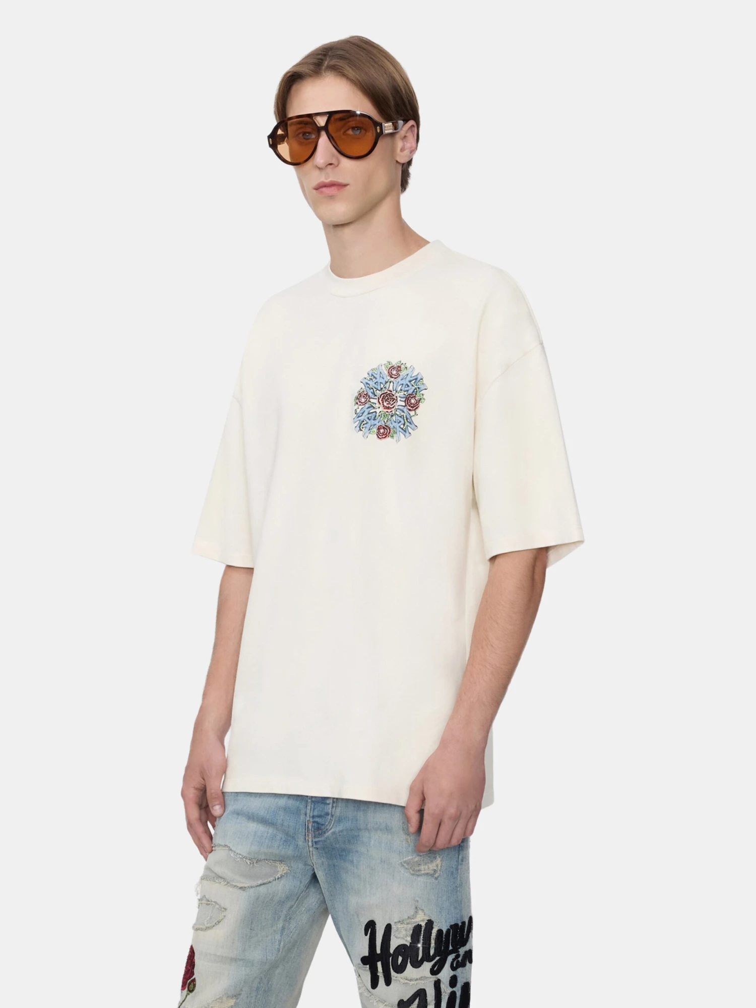 Amiri CRYSTAL OUT FOR TROUBLE OVERSIZED TEE - IVORY(Crystal Out For Trouble Oversized Tee Ivory) 5 Amiri CRYSTAL OUT FOR TROUBLE OVERSIZED TEE - IVORY(Crystal Out For Trouble Oversized Tee Ivory) - Image 3