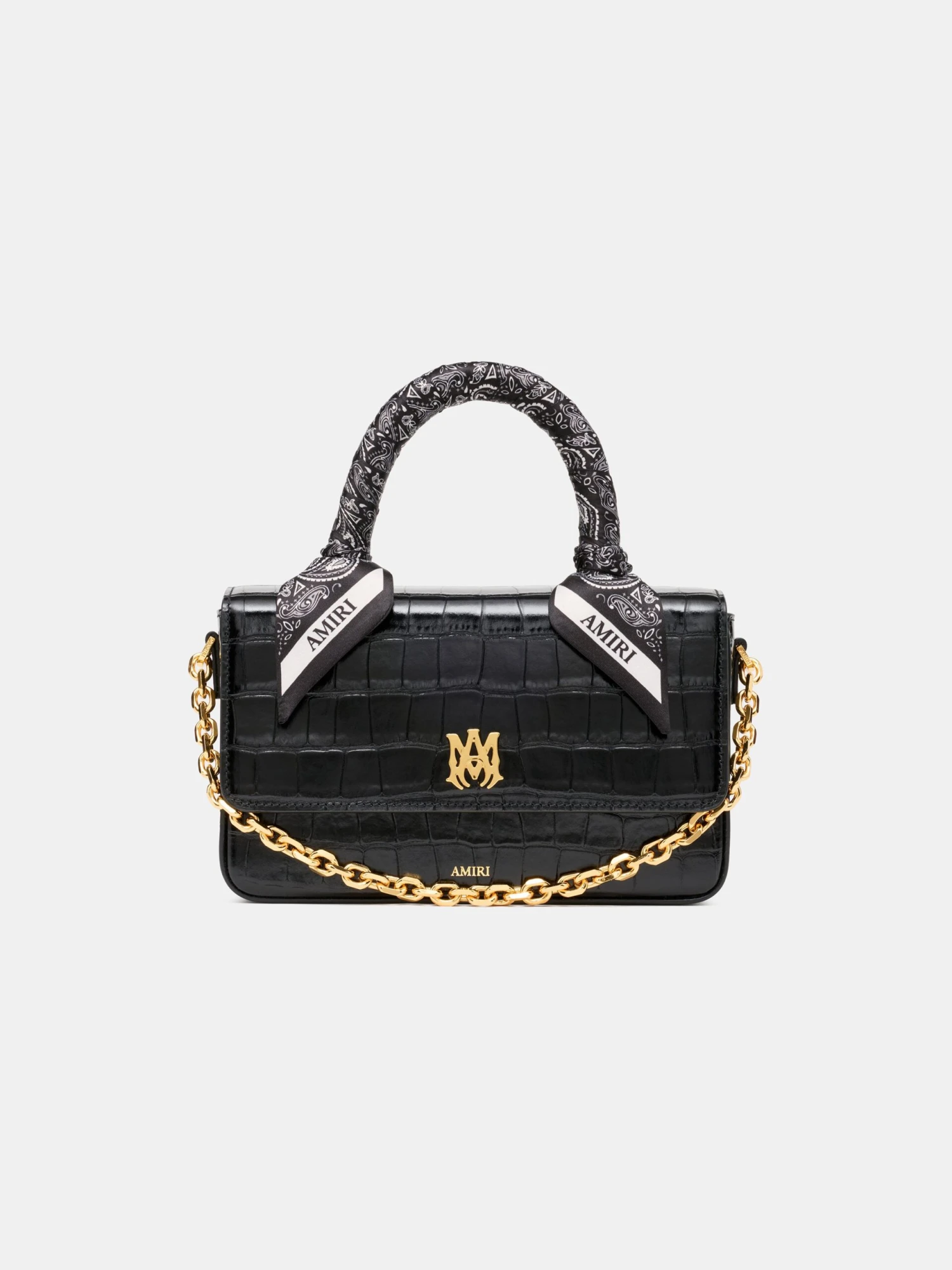 Amiri WOMEN - WOMEN'S CROC EMBOSSED LONG MA BAG - BLACK(Women Womens Croc Embossed Long Ma Bag Black) 3 Amiri WOMEN - WOMEN'S CROC EMBOSSED LONG MA BAG - BLACK(Women Womens Croc Embossed Long Ma Bag Black)