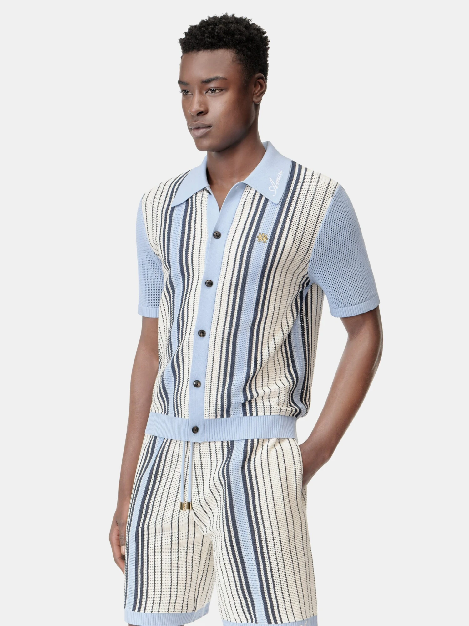 AMIRI SCRIPT STRIPE SHIRT - Ashley Blue(Amiri Script Stripe Shirt Ashley Blue) 6 AMIRI SCRIPT STRIPE SHIRT - Ashley Blue(Amiri Script Stripe Shirt Ashley Blue) - Image 4
