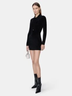 Amiri WOMEN - WOMEN'S VELVET LONG SLEEVE BUTTON DOWN DRESS - BLACK(Women Womens Velvet Long Sleeve Button Down Dress Black) -Amiri a602e4b0 a916 42e7 a8dc c51a0d549043