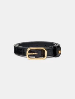 Amiri CROC EMBOSSED 2CM BELT - BLACK GOLD(Croc Embossed 2cm Belt Black Gold)