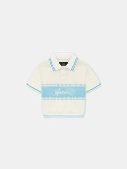 WOMEN - WOMEN'S AMIRI BOX SCRIPT CROPPED POLO - Ice Blue(Women Womens Amiri Box Script Cropped Polo Ice Blue)