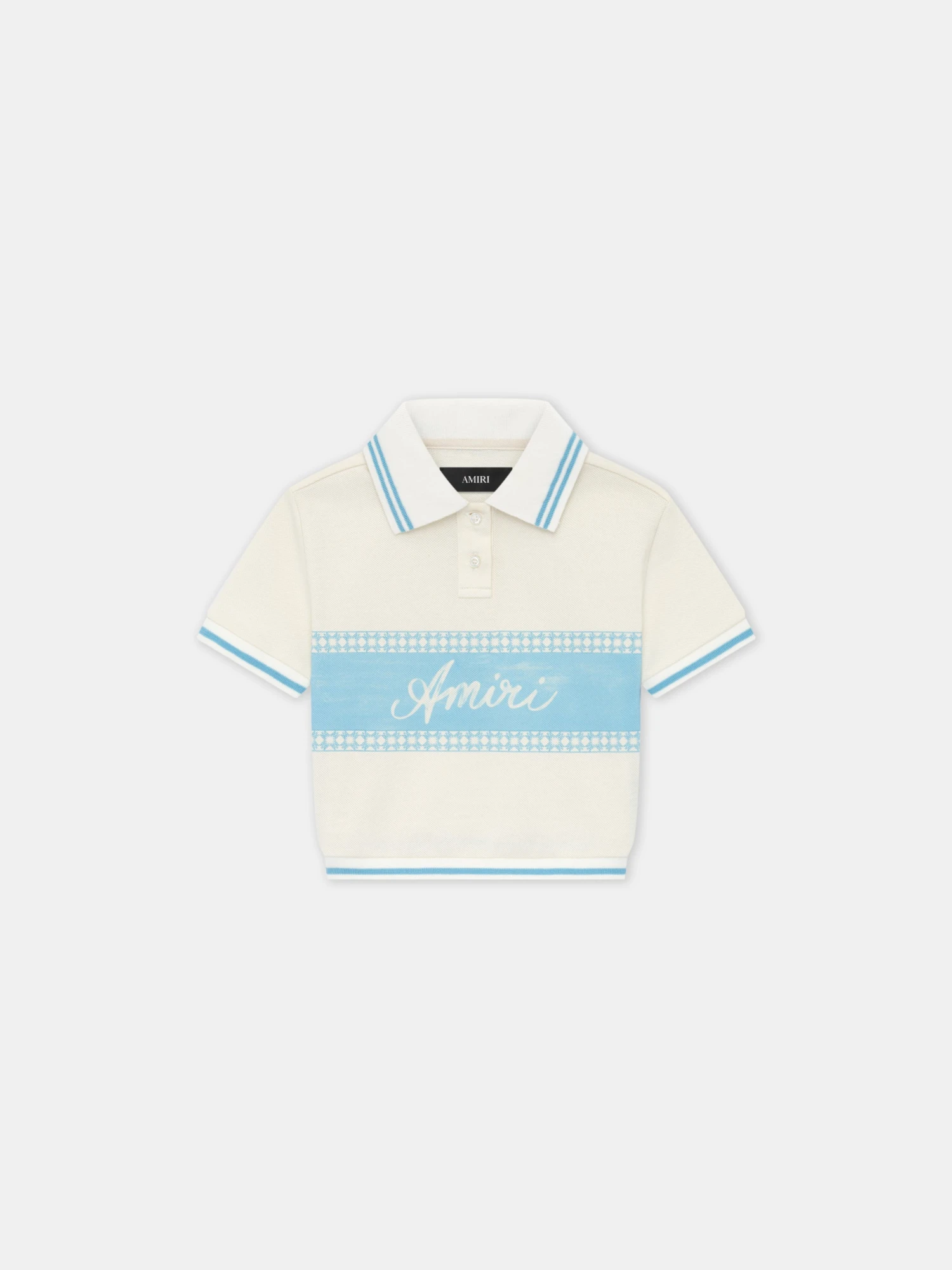 WOMEN - WOMEN'S AMIRI BOX SCRIPT CROPPED POLO - Ice Blue(Women Womens Amiri Box Script Cropped Polo Ice Blue) 3 WOMEN - WOMEN'S AMIRI BOX SCRIPT CROPPED POLO - Ice Blue(Women Womens Amiri Box Script Cropped Polo Ice Blue)