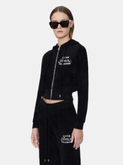 WOMEN - WOMEN'S CLUB AMIRI CROPPED HOODIE - BLACK(Women Womens Club Amiri Cropped Hoodie Black) -Amiri bdc6f46d ed36 4c46 b785 f0e81718bc32