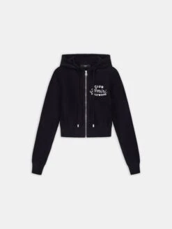 WOMEN - WOMEN'S CLUB AMIRI CROPPED HOODIE - BLACK(Women Womens Club Amiri Cropped Hoodie Black)