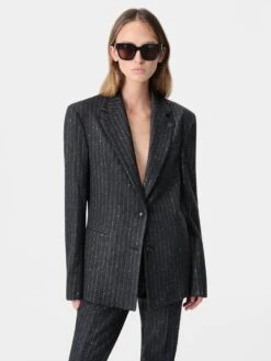 Amiri WOMEN - WOMEN'S SEQUIN PINSTRIPE BLAZER - Dark Grey(Women Womens Sequin Pinstripe Blazer Dark Grey) -Amiri dc65671a 3466 4aee 872c da3796221ab0