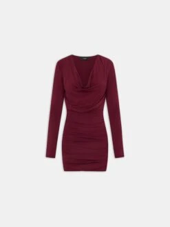 Amiri WOMEN - WOMEN'S COWL NECK MINI DRESS - WINE(Women Womens Cowl Neck Mini Dress Wine)