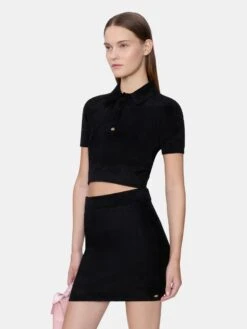 Amiri WOMEN - WOMEN'S VELVET POLO - BLACK(Women Womens Velvet Polo Black) -Amiri e6dd2f45 e5f2 4333 881e 2f6248bf60d3