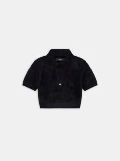 Amiri WOMEN - WOMEN'S VELVET POLO - BLACK(Women Womens Velvet Polo Black)